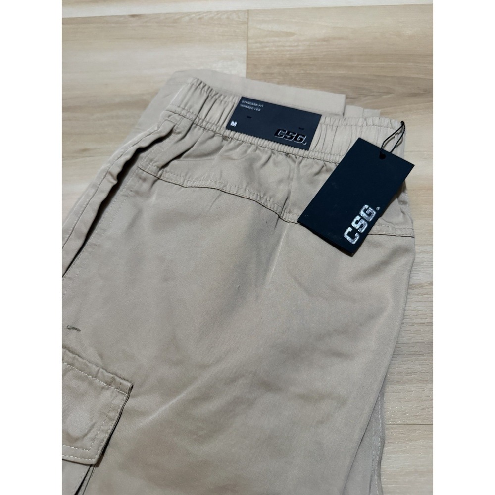 CSG‎ Mens Light Weight Tan Cargo Pants With Drawstring Size Medium Everett